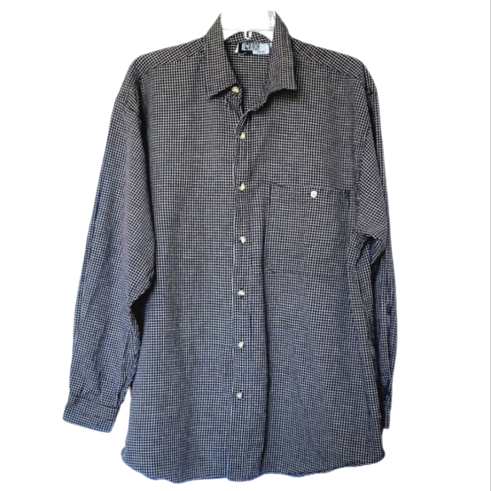 90s Vintage Reservoir Worldwide Black and White Check Cotton Button-down Shirt
